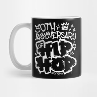 50 Years Hip Hop Vinyl Retro Graffiti 50th Anniversary Black White Mug